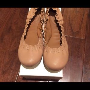 Chloé Beige Jane Scalloped Ballet Flats